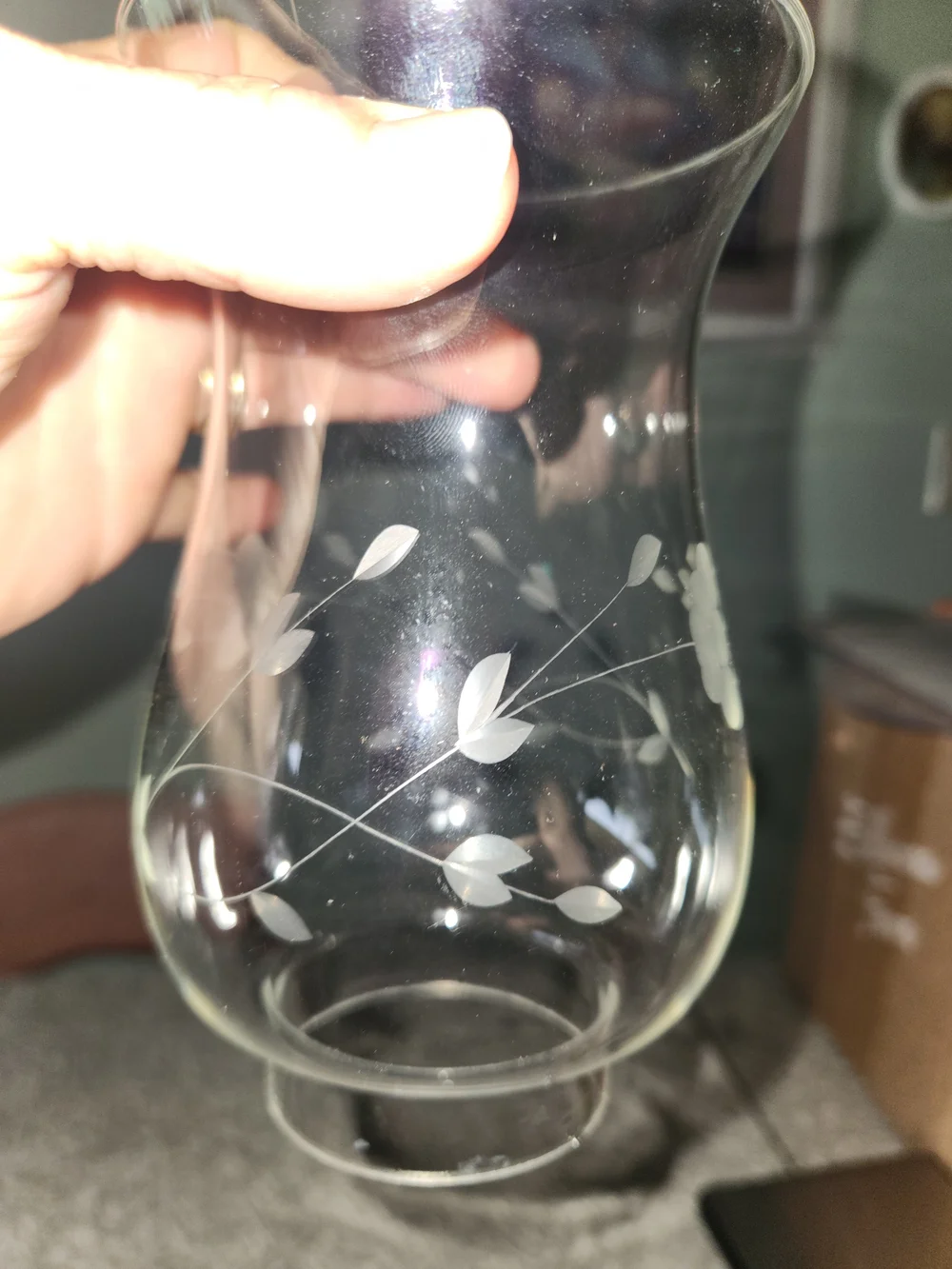 Princess House Heritage Etched Glass Hurricane Lamp Shade